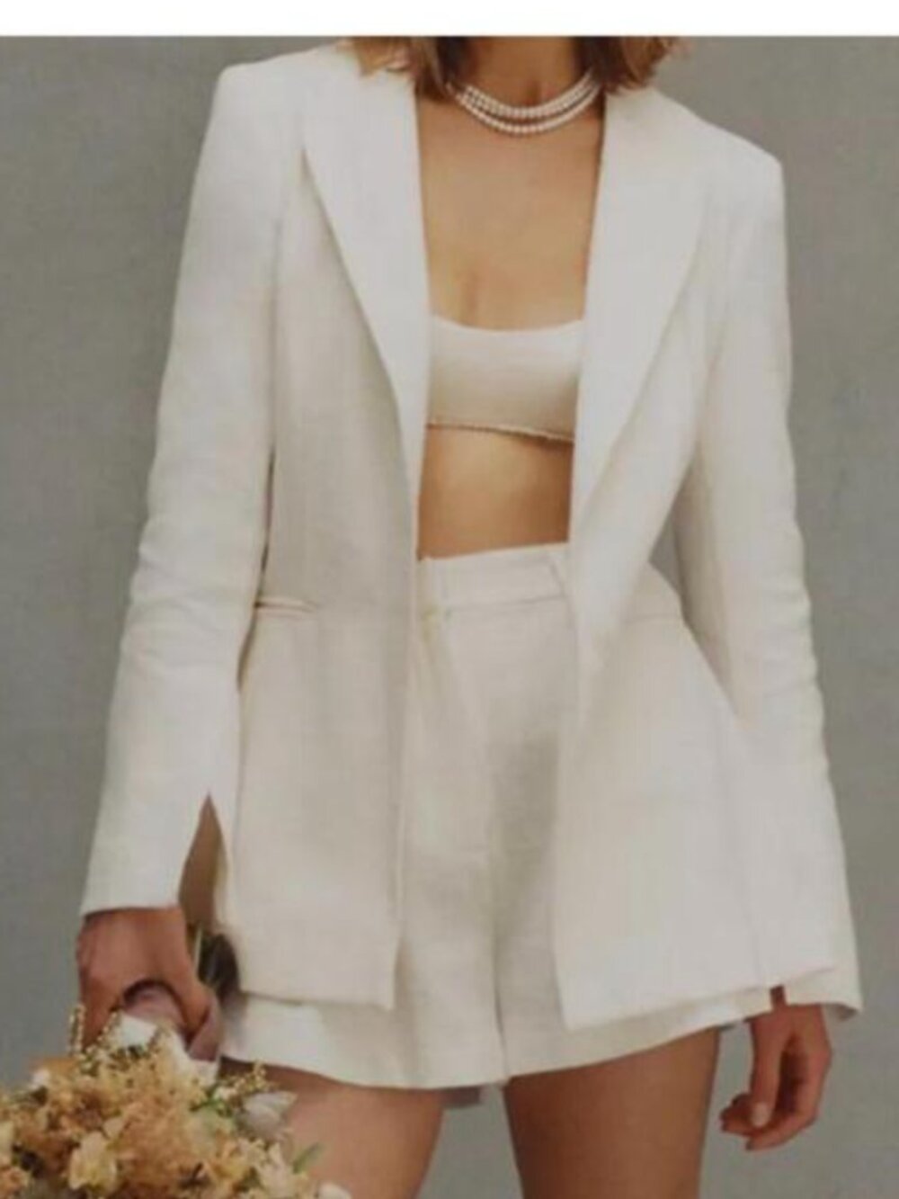 Bec + Bridge Billie High Waisted Cotton Zip Bridal Shorts in White US 8